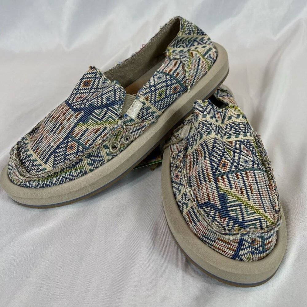 Sanuk Women's Donna ST Sidewalk Surfer Patchwork Slip Ons NEW